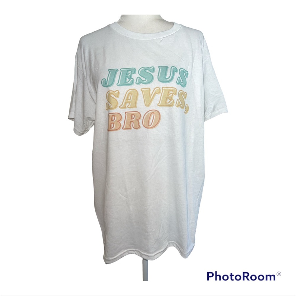 Jesus Saves Bro Graphic T-Shirt Sz L